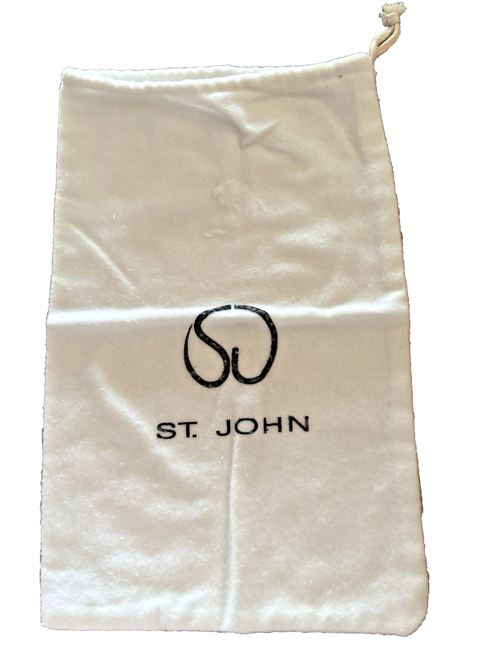 St. John Drawstring White Flannel Dust Bag Handbags Purse Shoes 14" x 9" Vintage